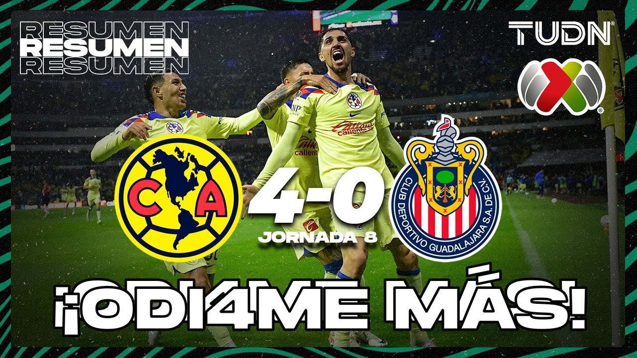 Resumen y goles del contundente 4-0 de América sobre Chivas en la Jornada 8 de la Liga MX ⚽