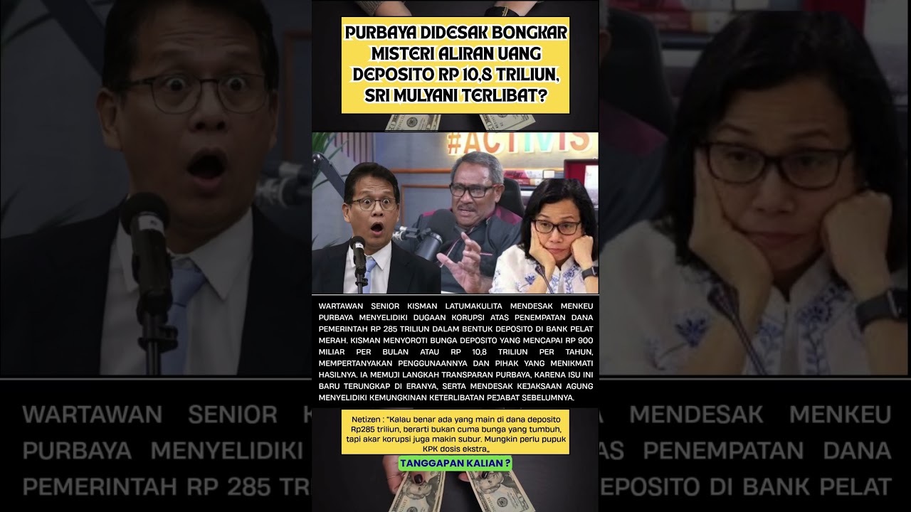 Purbaya Desak Bongkar Aliran Rp10,8 Triliun Deposito & Peran Sri Mulyani? 💰