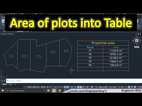 How find area in autocad and convert into table