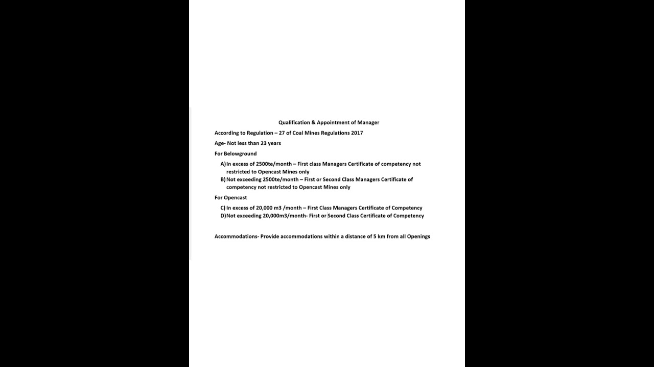 Manager Qualification & Appointment in Coal Mines (2017)