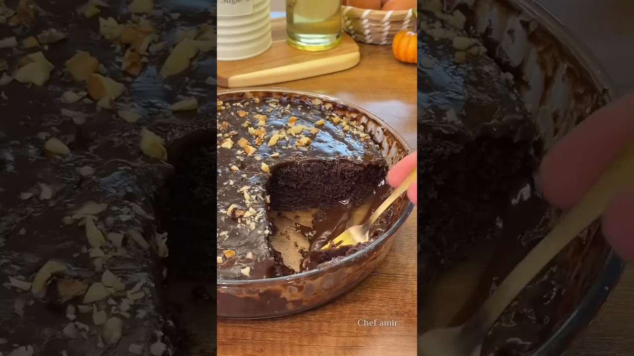 بسبوسة الشوكولاتة مع صوص الشوكولاتة اللذيذ