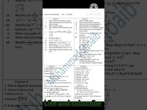 Important Questions and Definitions for 9th Class Maths
