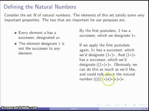 Math for Elementary Education 200 Addition (Peano Postulates)