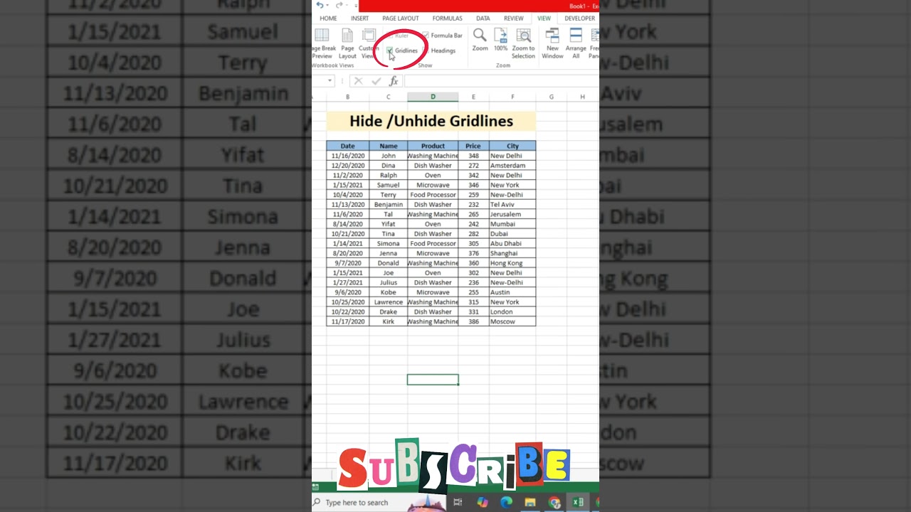 Hide & Unhide Gridlines in Excel 📊