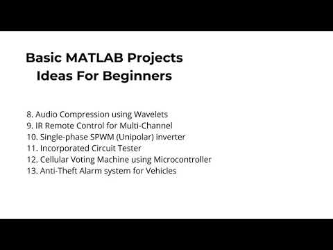 MATLAB PROJECT IDEAS