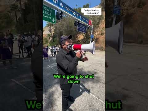 Anti-ICE protestors outside Dodger Stadium