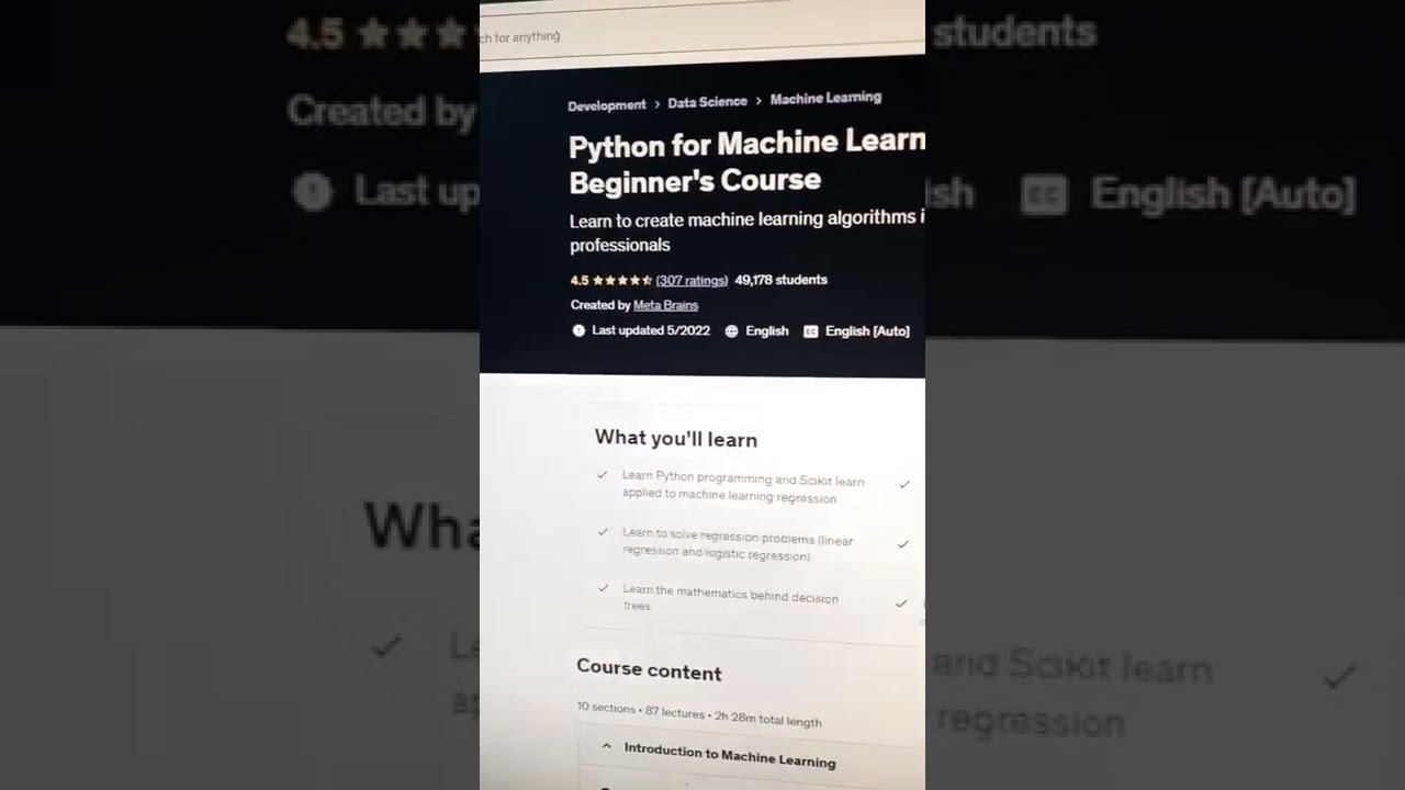 Learn Python for Machine Learning: Complete Beginner's Course π (Free on Udemy)