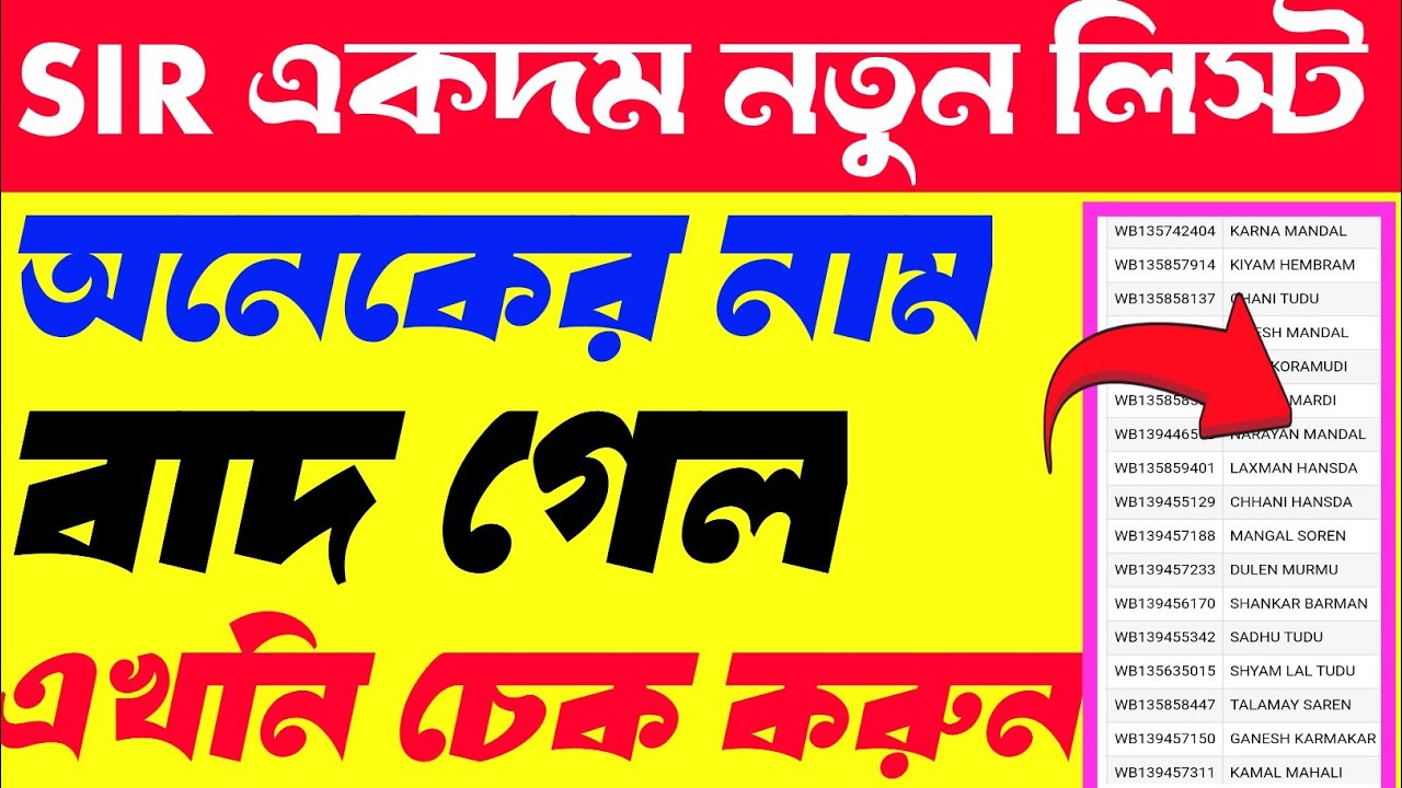 SIR draft voter list check in West Bengal/SIR final list check in West Bengal 2026/SIR new update