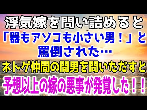 【修羅場】浮気嫁を問い詰めると「器もアソコも小さい男!」と罵倒された…ネトゲ仲間の間男を問いただすと予想以上の嫁の悪事が発覚した!!