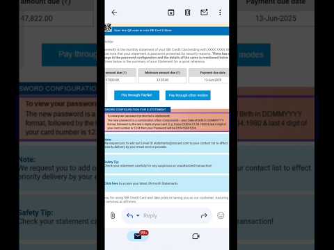 SBI Credit Card Statement pdf password #sbicreditcard #vishaljey #shortvideo #creditcard