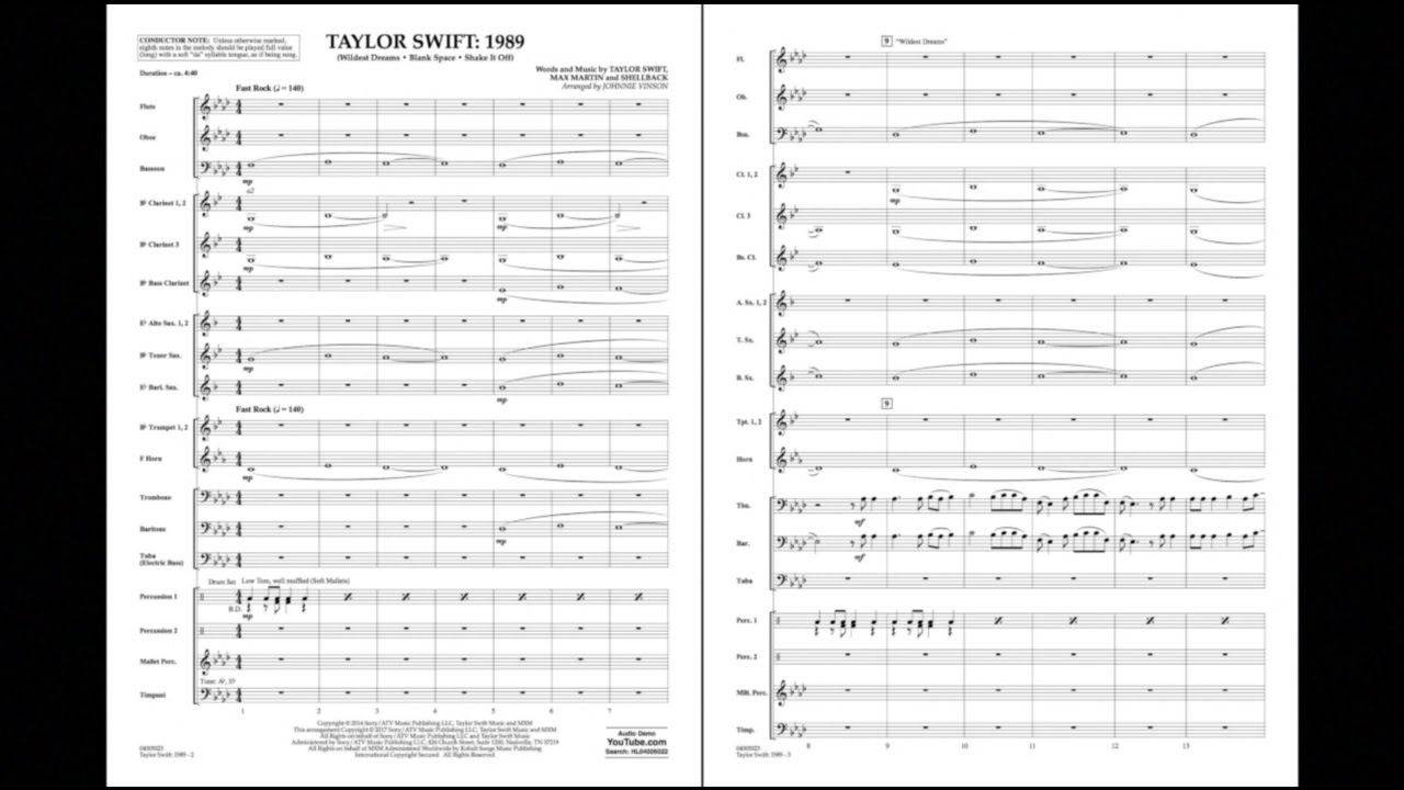 Taylor Swift: 1989 Arranged by Johnnie Vinson 🎶
