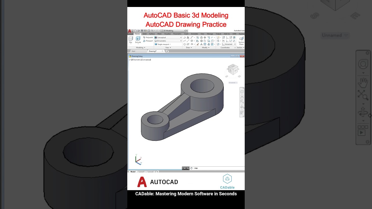 AutoCAD Basic 3D Modeling & Drawing Practice 🖥️