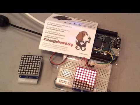 Adafruit 8x8 LED matrix controlled by BeagleBone