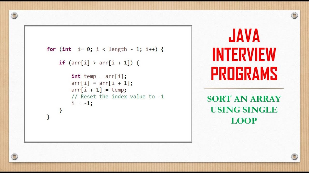 Java: Sort Array with Single Loop π§©