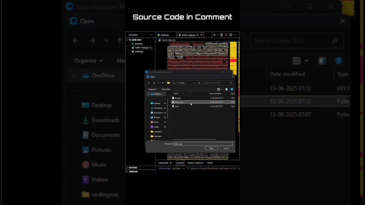 FuzzuEncryptor: Secure File and Text Encryption with CustomTkinter and Fernet