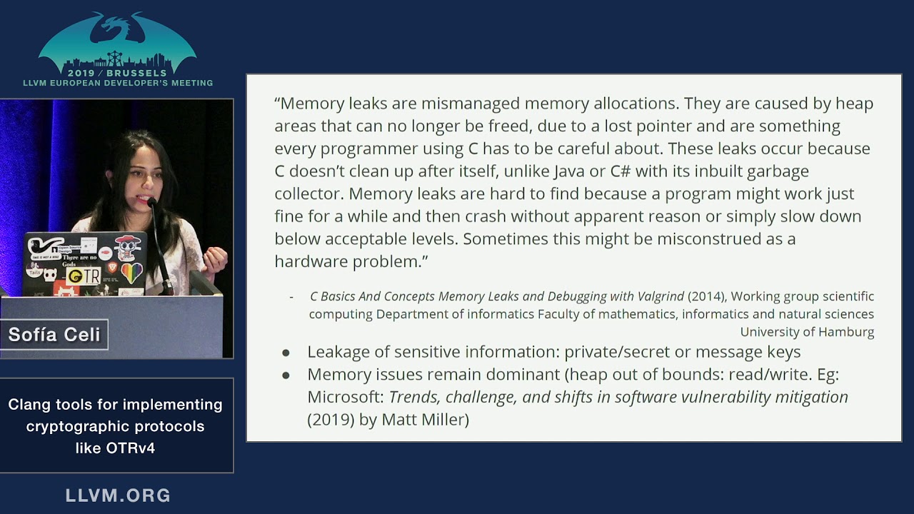 2019 EuroLLVM Dev Meeting: Sofia Celi on Clang Tools for Cryptographic Protocols 🔐