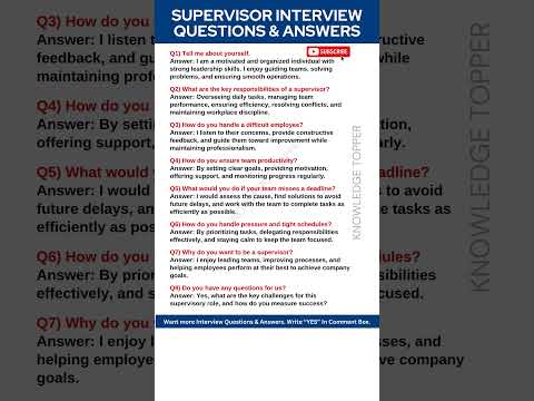 Supervisor Interview Questions and Answers