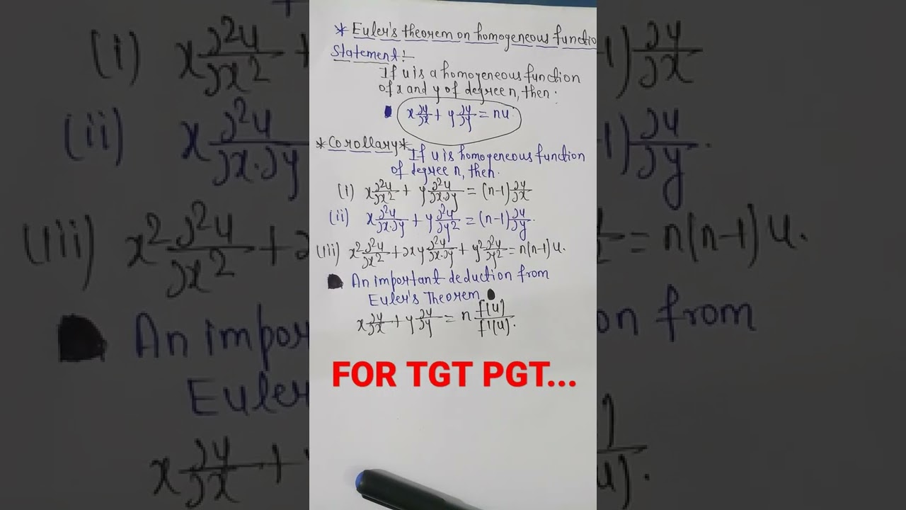 Euler's Theorem on Homogeneous Functions: Corollary and Implications