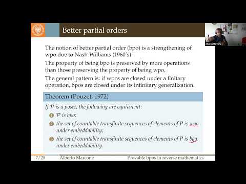 Provable better partial orders in reverse mathematics - Alberto Marcone (Udine)