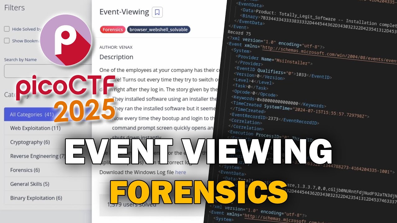 picoCTF 2025 Forensics: Event Viewing Challenge 🕵️‍♂️