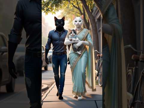 Cute kitten with parents 😻🔥 #cat #catstory #cartoon #kitten #cattales #aiart