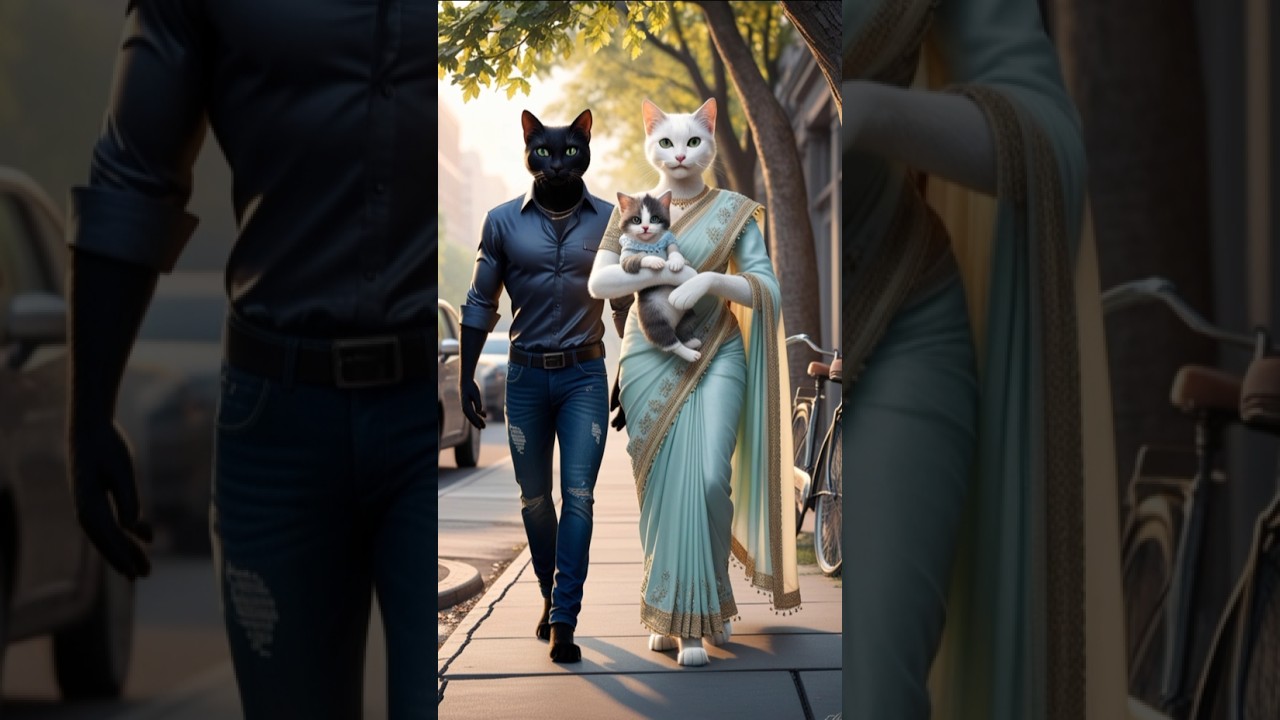 Adorable Kitten with Parents 😻