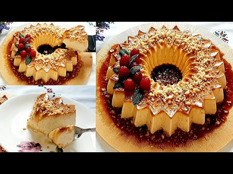 فلون كريمي بدون فرن وبيض في 10 دقائق 🍮