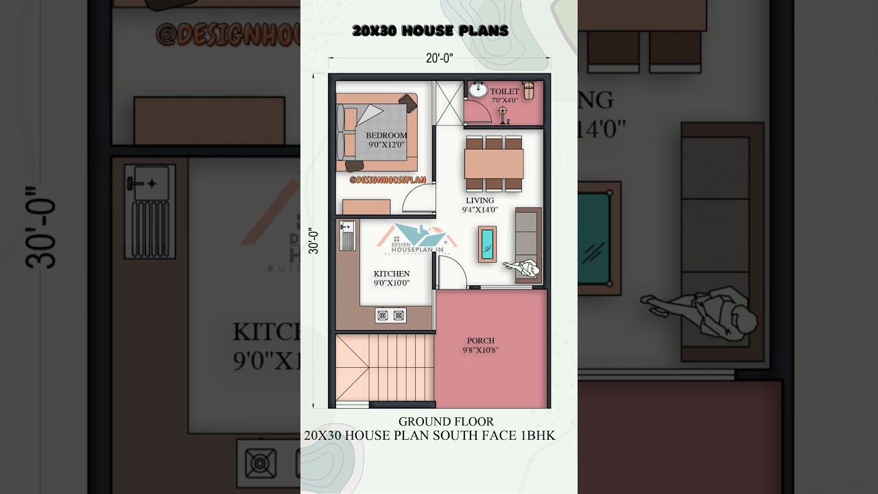 20x30 South-Facing 1BHK House Plan with Parking π