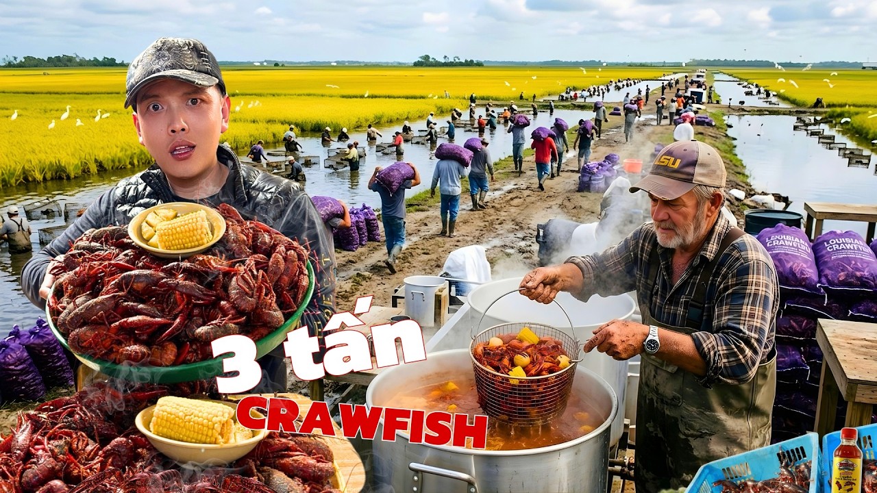 Người Cajun bắt rồi luộc 3 tấn Crawfish bán sạch như thế nào