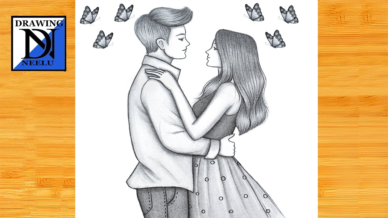 Easy Romantic Couple Drawing Tutorial ✏️