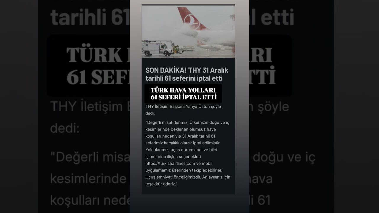 THY 61 Sefer İptal Etti | 31 Aralık Çarşamba ✈️