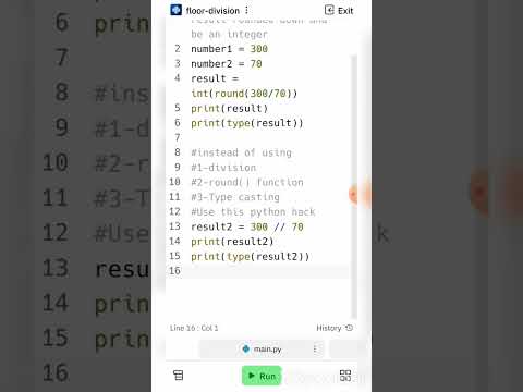 Floor Division #python #pythonprogramming #pythontutorial #pythonforbeginners #replit #pythonhacks