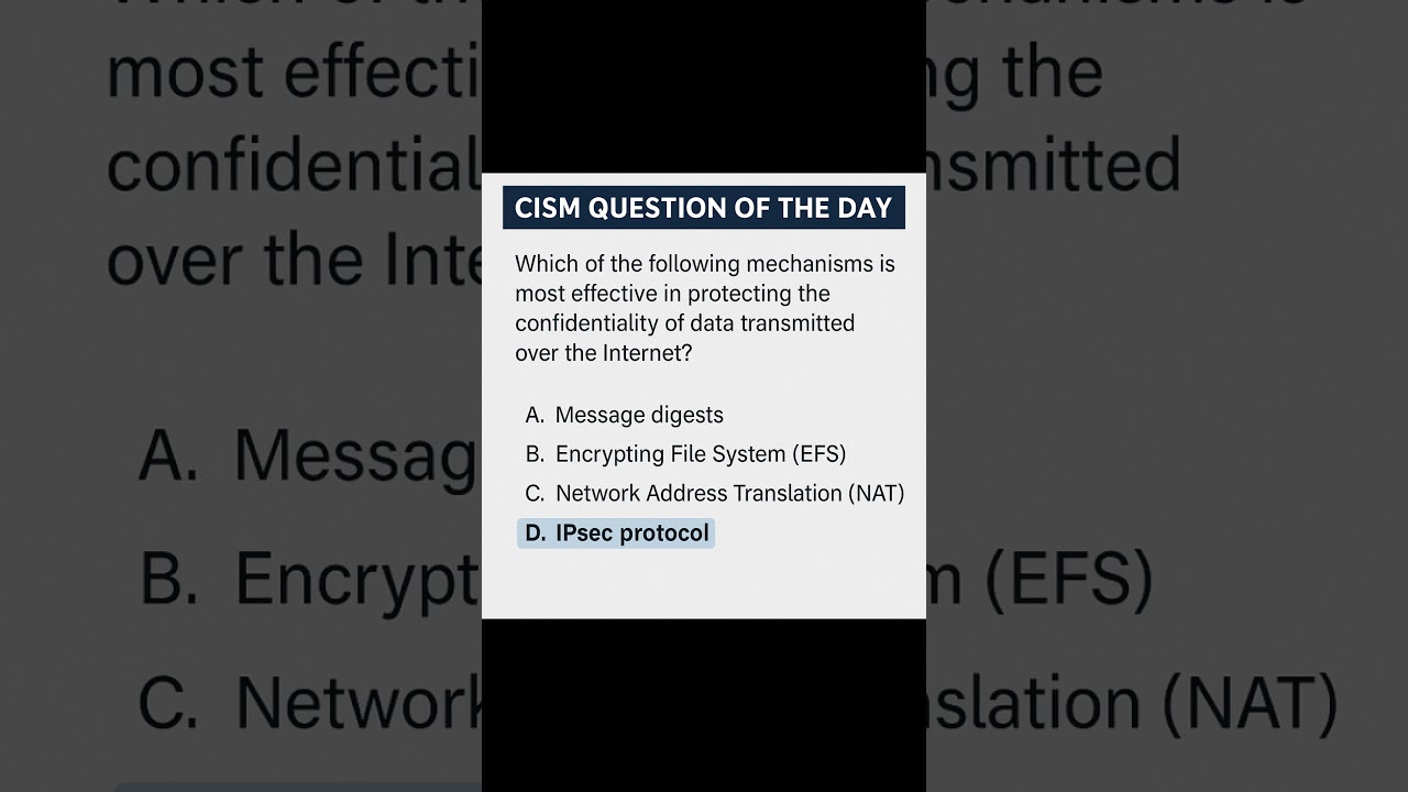 CISM Daily Quiz: Top Method to Secure Data in Transit 🌐