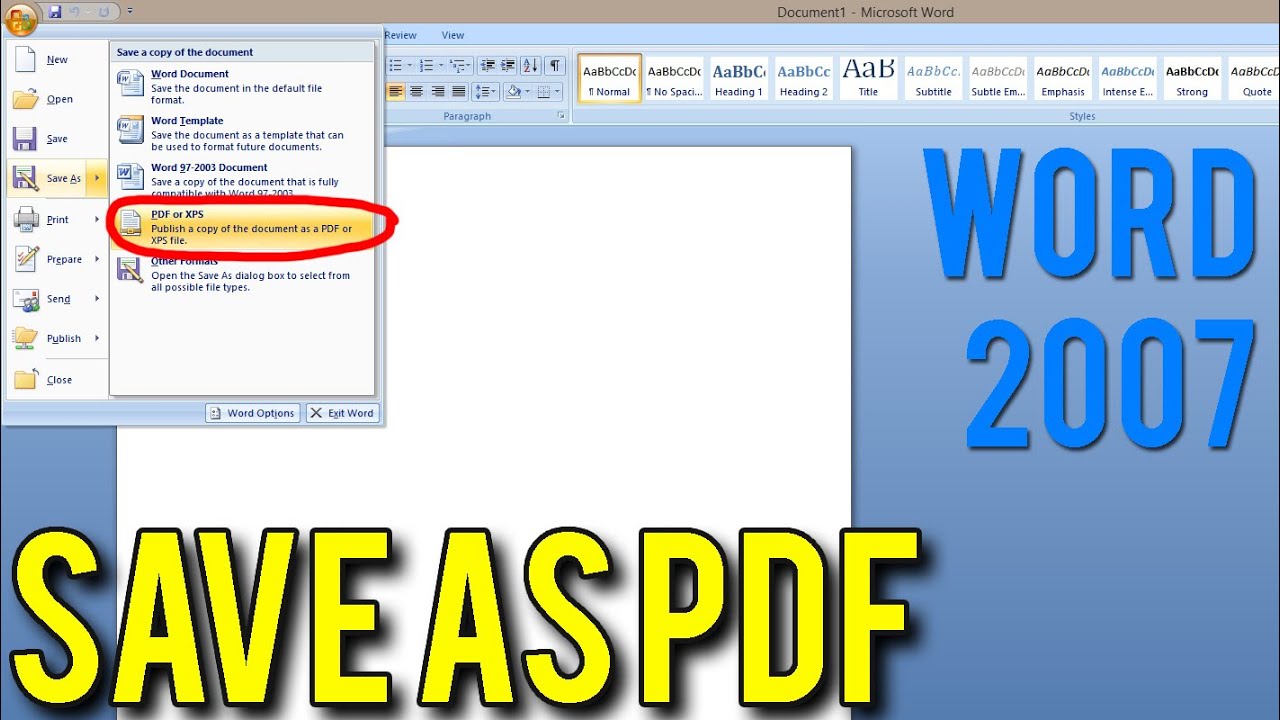 How to Save a Word document As PDF in Microsoft Word 2007? (DOC to PDF)