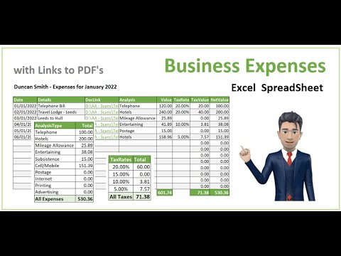 How to create a Business Expenses Spreadsheet  - [with PDF links]