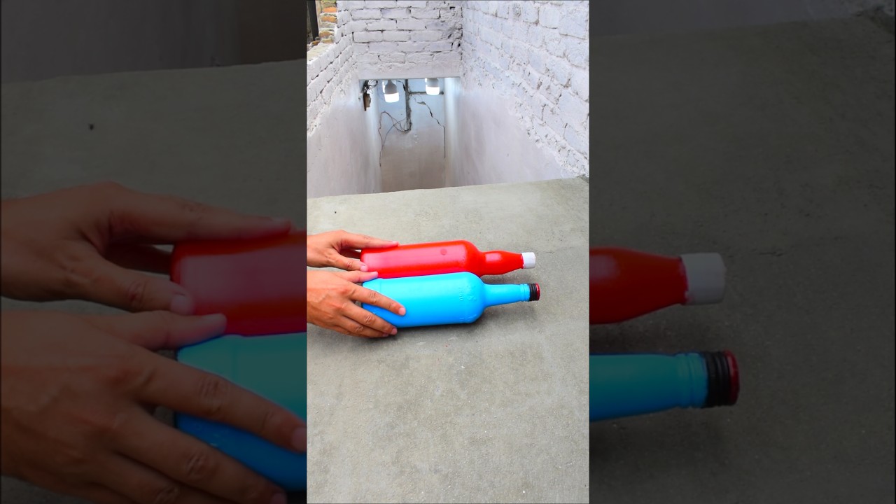 Red VS Blue Breaking glass bottle ⚠️🔥 Crushing Crunchy & Soft Things #shorts #asmr #satisfying