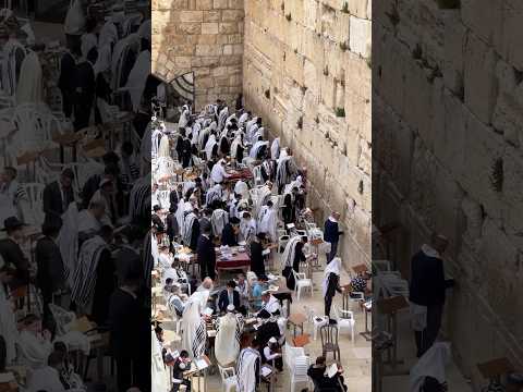 Jews praying during Passover at the Western Wall in Jerusalem, Israel 2025