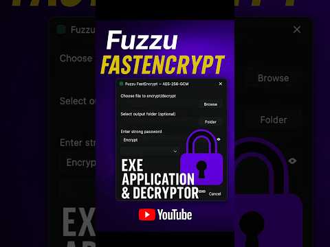 Fuzzu FastEncrypt 🔒 AES-256-GCM File Encryptor & Decryptor | Super-Fast Python GUI #shortsfeed #pyq