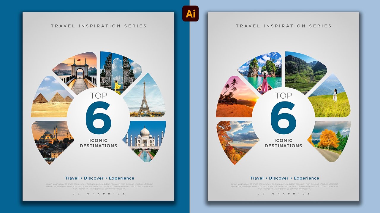 Modern Travel Poster Design in Adobe Illustrator | Illustrator Tutorial | Travel Poster | JZGraphics