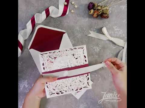 DIY Burgundy&Ivory  Lacer cut Invitation WPL0019