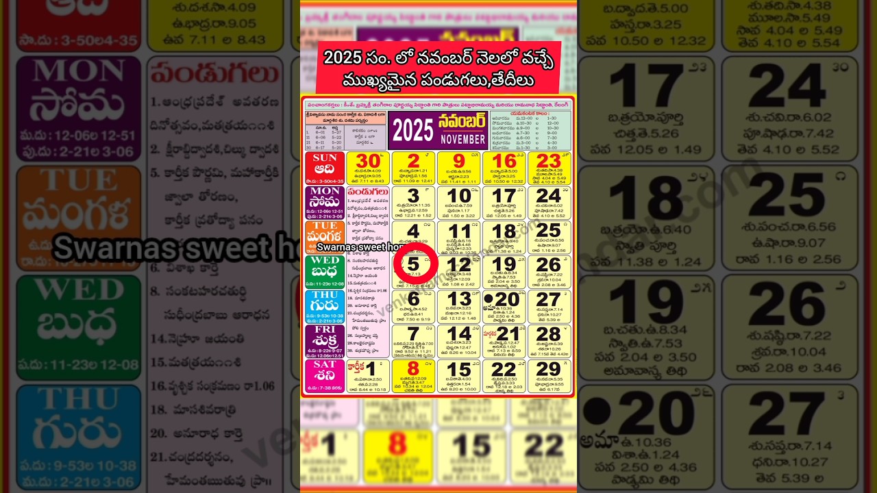 2025 నవంబర్‌లో ముఖ్యమైన పండుగలు మరియు సెలవులు 🎉 | తెలుగు క్యాలెండర్