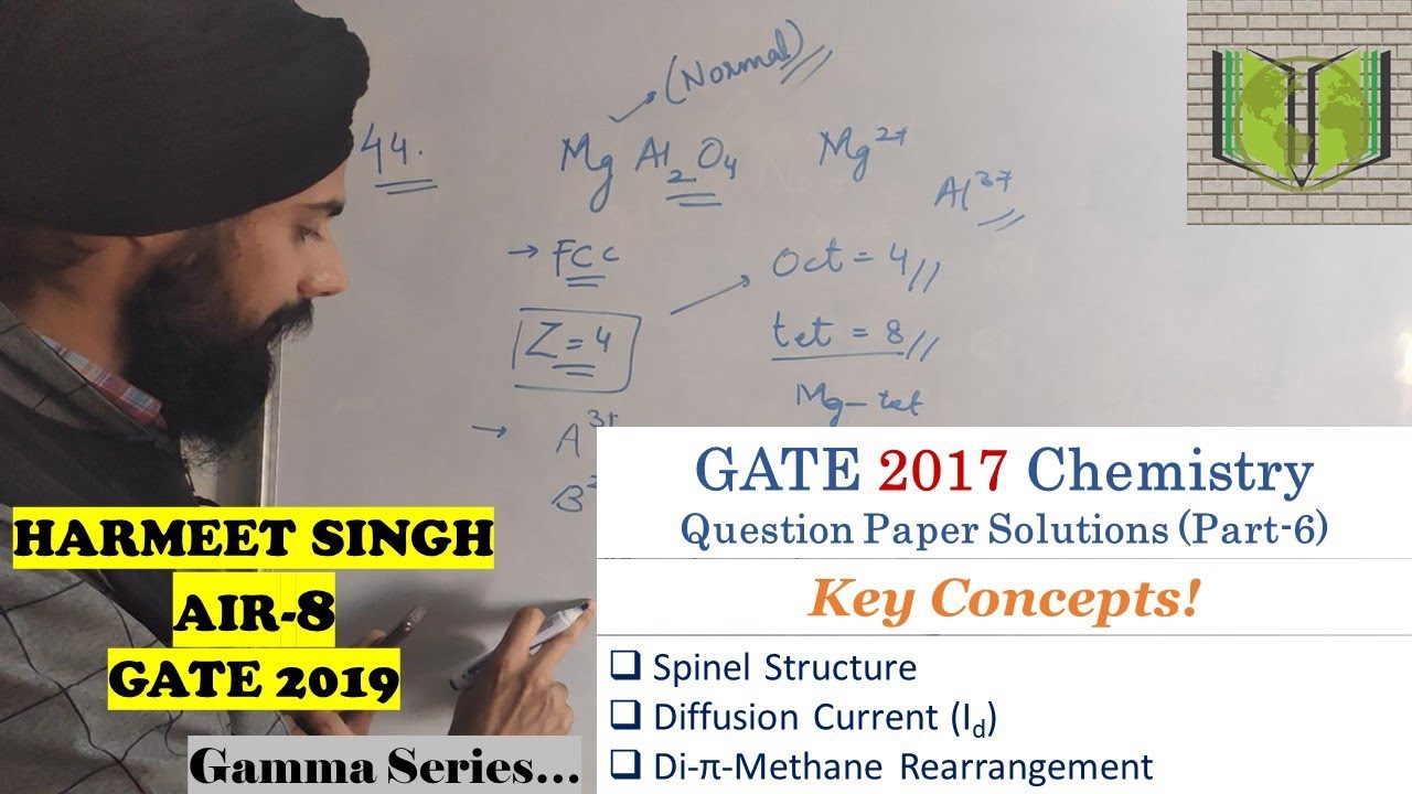 GATE 2017 Chemistry Question Paper Solutions (Part 6): Spinel, Diffusion Current & More 🔍