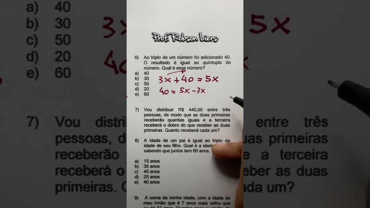 Desafios de Matemática para Concursos com Prof. Robson Liers 🧠