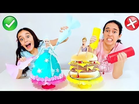 COLORINDO BOLO DE PRINCESA COM 3 CORES ★ Desafio de Colorir ou Expectativa vs Realidade com a mamãe?