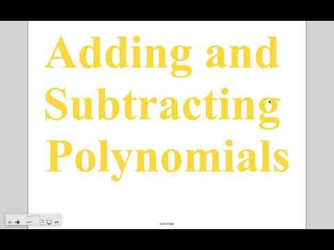Algebra - Lesson 10-1: Adding and Subtracting Polynomials