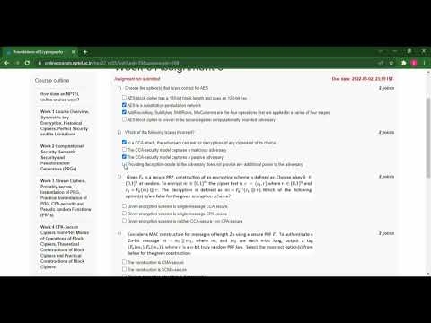 Foundation of Cryptography | Week 5 | Assignment Solutions