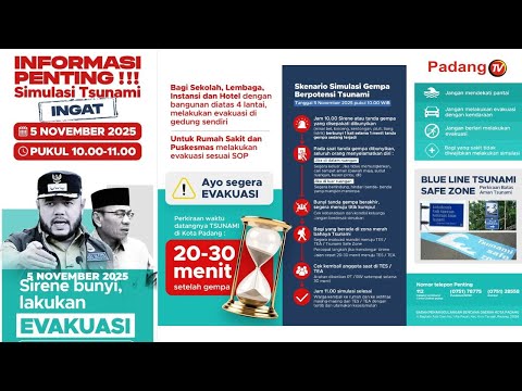 🛑 LIVE : Simulasi Gempa Berpotensi Tsunami Kota Padang | Hotel Santika Padang