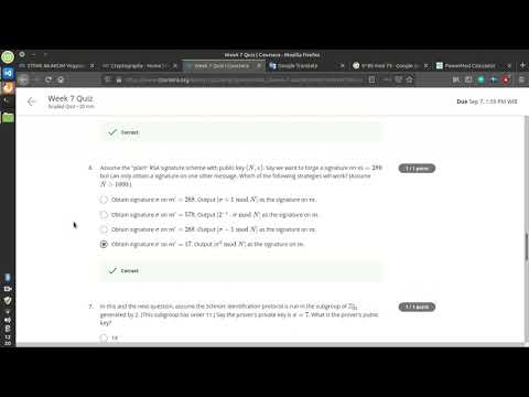 Coursera Cryptography University Of Maryland Quiz Week 7 Answer