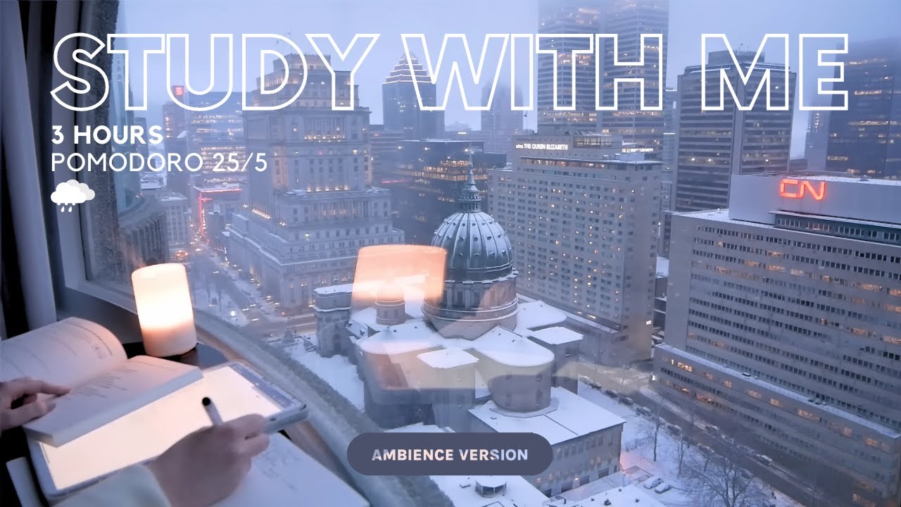 3-Hour Night Study with Rain Sounds & City View π§οΈ