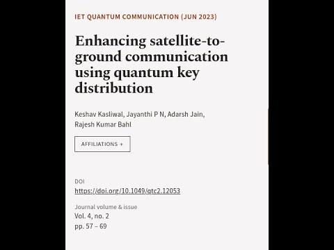 Enhancing satellite‐to‐ground communication using quantum key distribution | RTCL.TV
